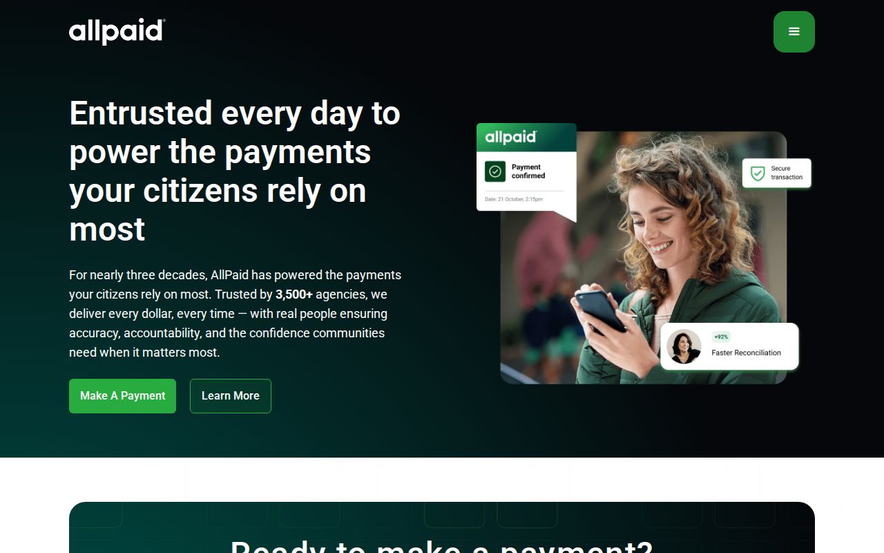 Vendor payment landing page reached from an Arenac County traffic ticket link