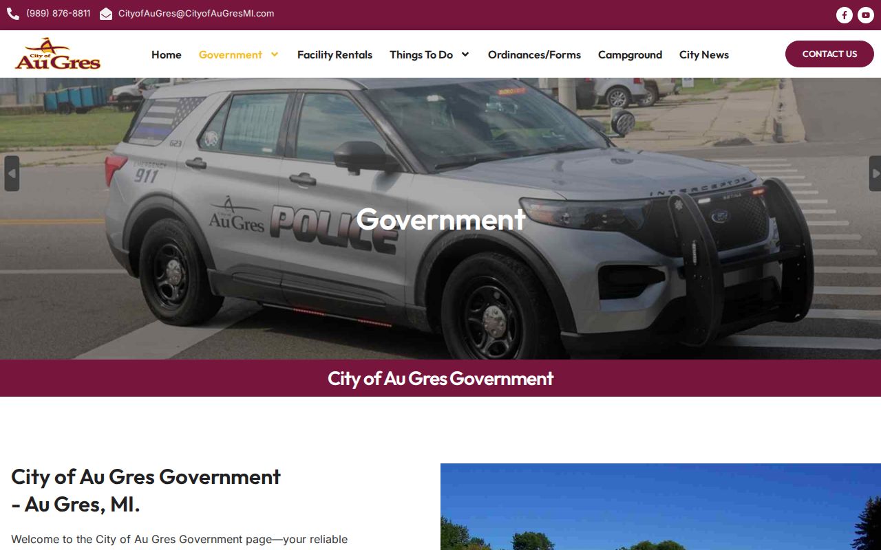 Au Gres city government contact page used for Au Gres warrant records research