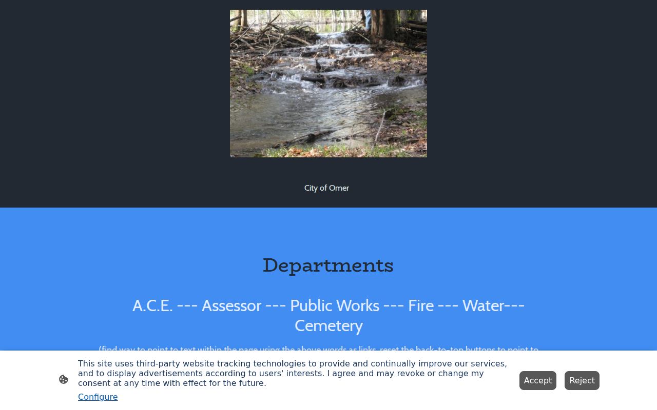 Omer city department directory used for Arenac County municipal warrant research